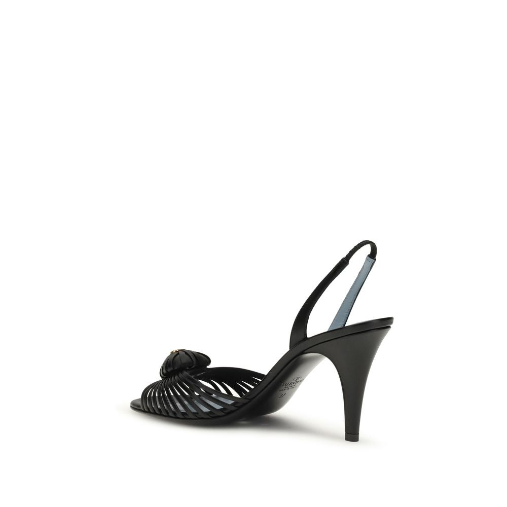 Valentino Garavani Black Goatskin Stiletto Heel Sandals Curated Luxury Accessories by Orvyn