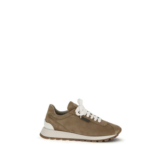 Brunello Cucinelli Beige Calf Leather Bos Taurus Platform Sneakers Curated Luxury Accessories by Orvyn