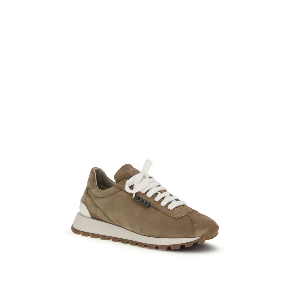 Brunello Cucinelli Beige Calf Leather Bos Taurus Platform Sneakers Curated Luxury Accessories by Orvyn