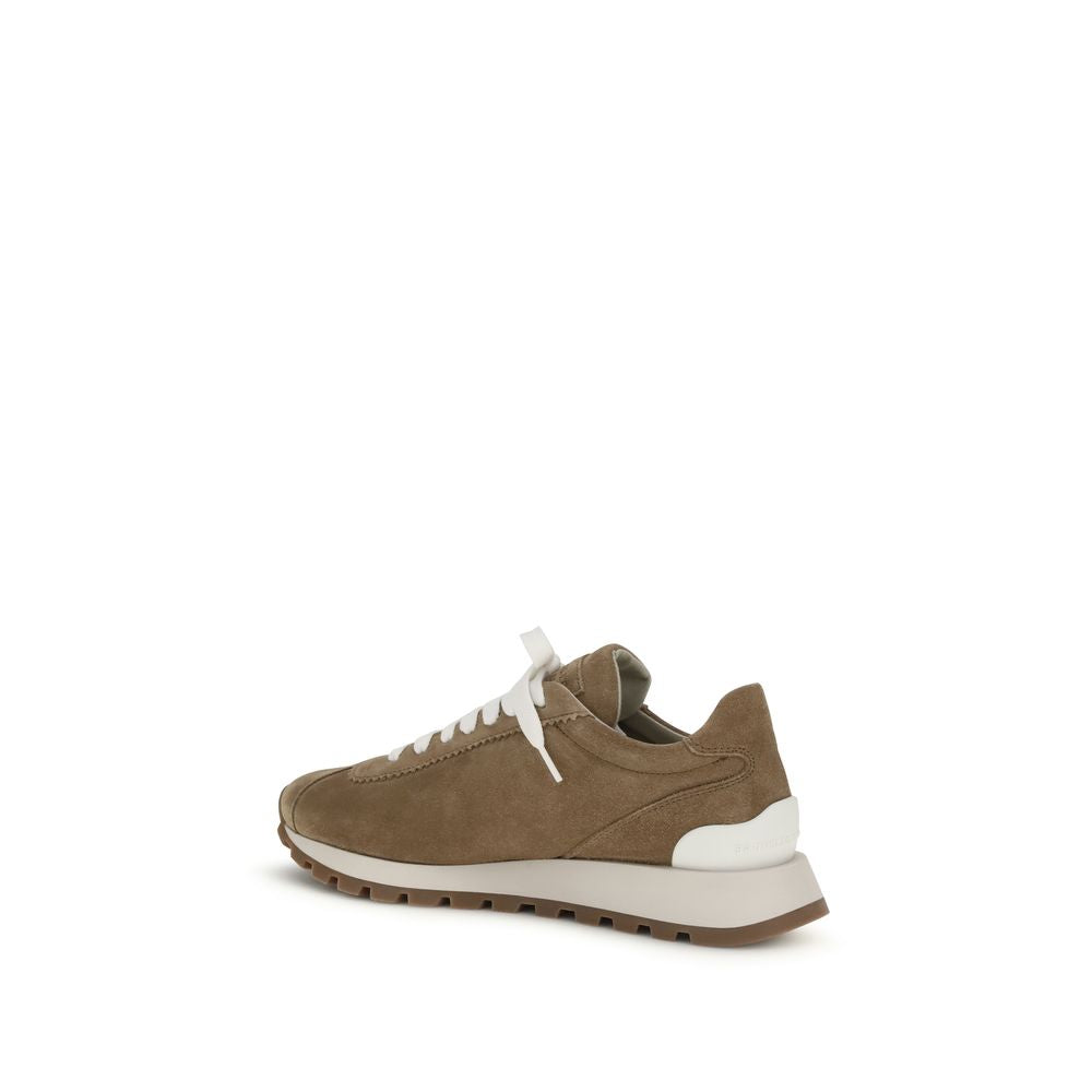 Brunello Cucinelli Beige Calf Leather Bos Taurus Platform Sneakers Curated Luxury Accessories by Orvyn