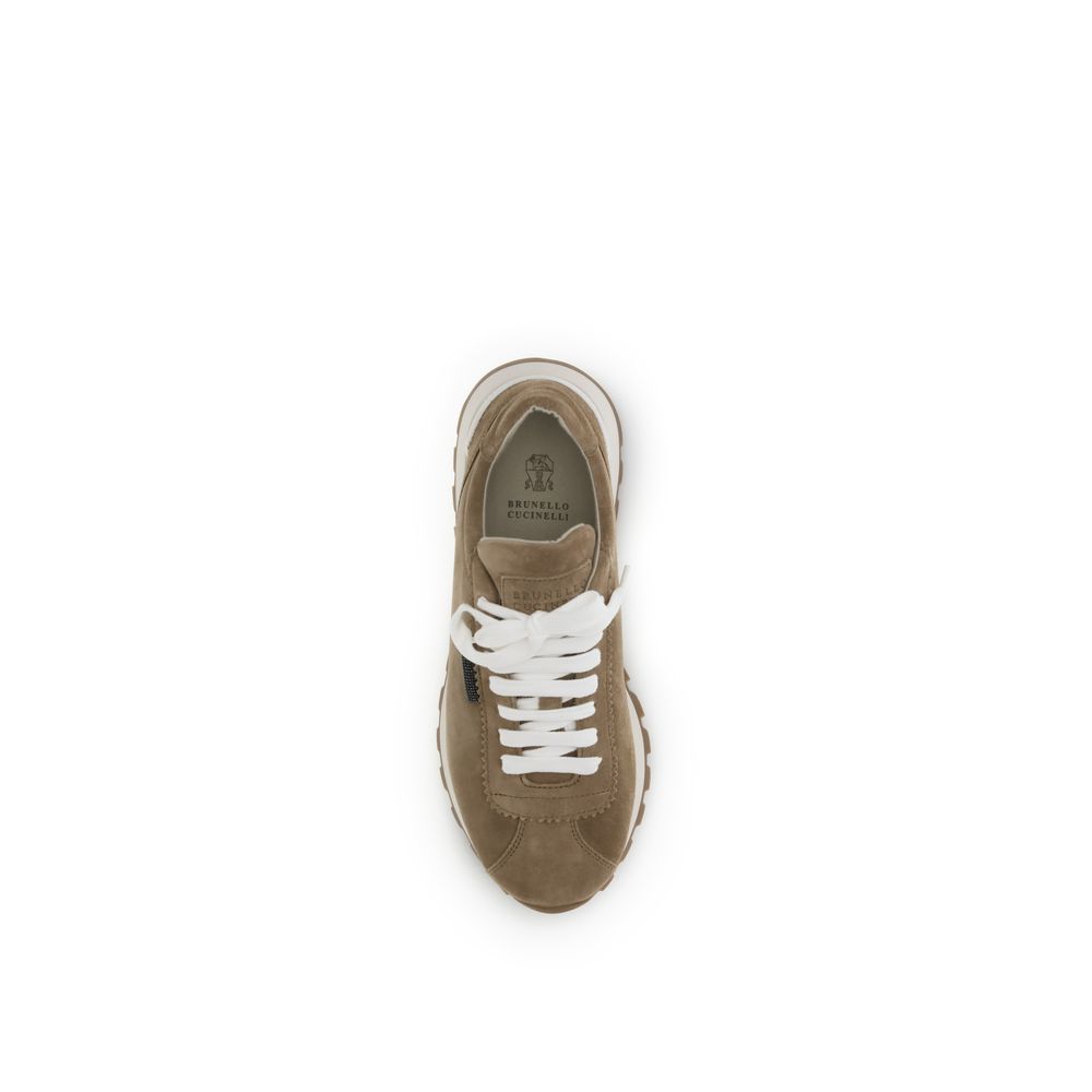 Brunello Cucinelli Beige Calf Leather Bos Taurus Platform Sneakers Curated Luxury Accessories by Orvyn