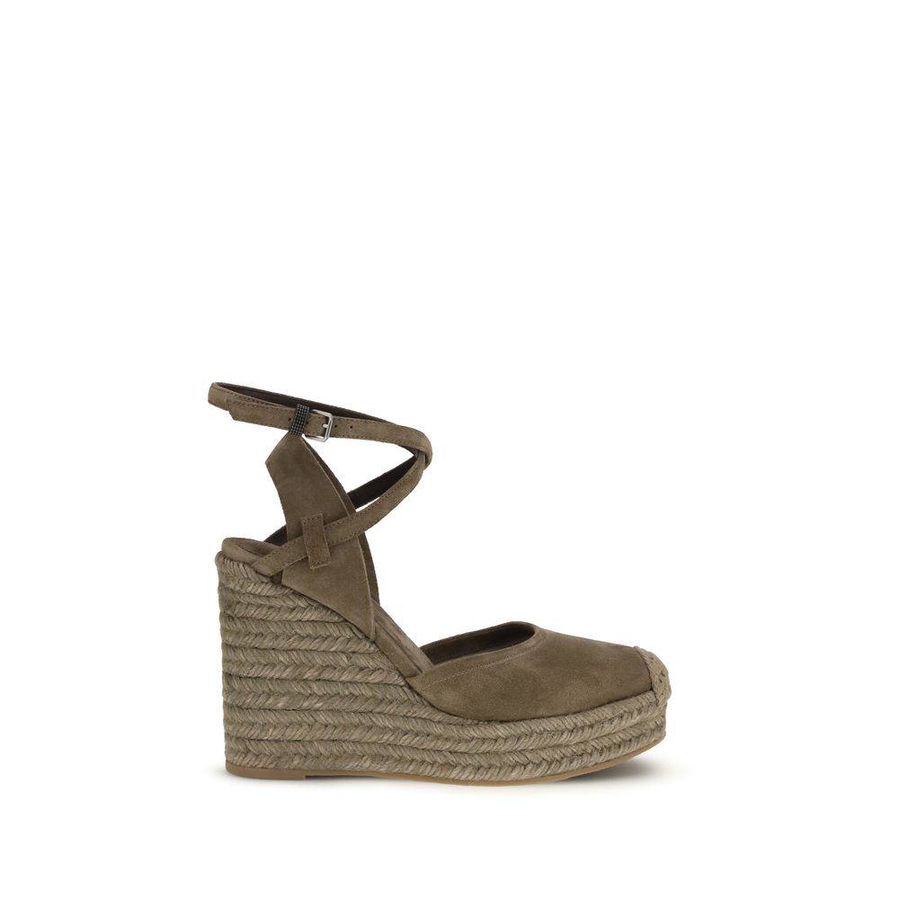 Brunello Cucinelli Beige Calf Leather Bos Taurus Espadrilles Curated Luxury Accessories by Orvyn