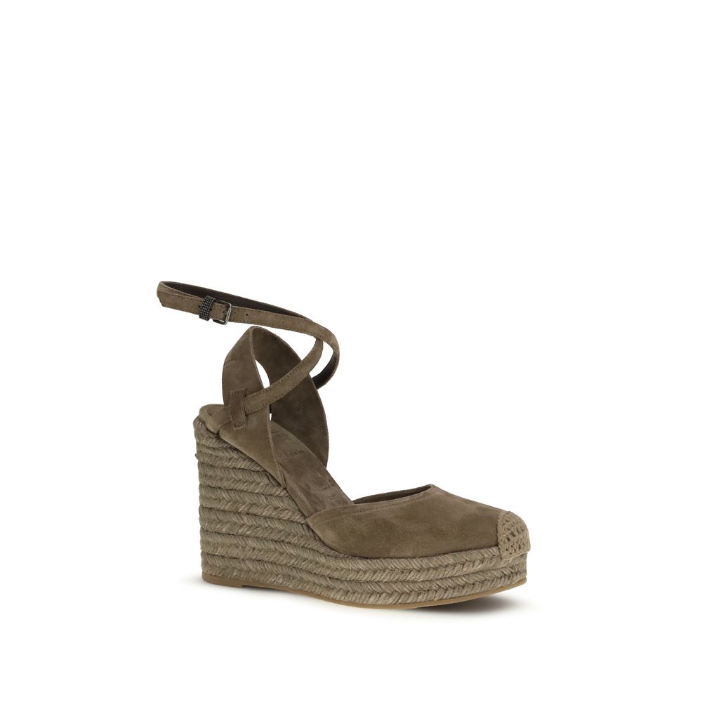 Brunello Cucinelli Beige Calf Leather Bos Taurus Espadrilles Curated Luxury Accessories by Orvyn