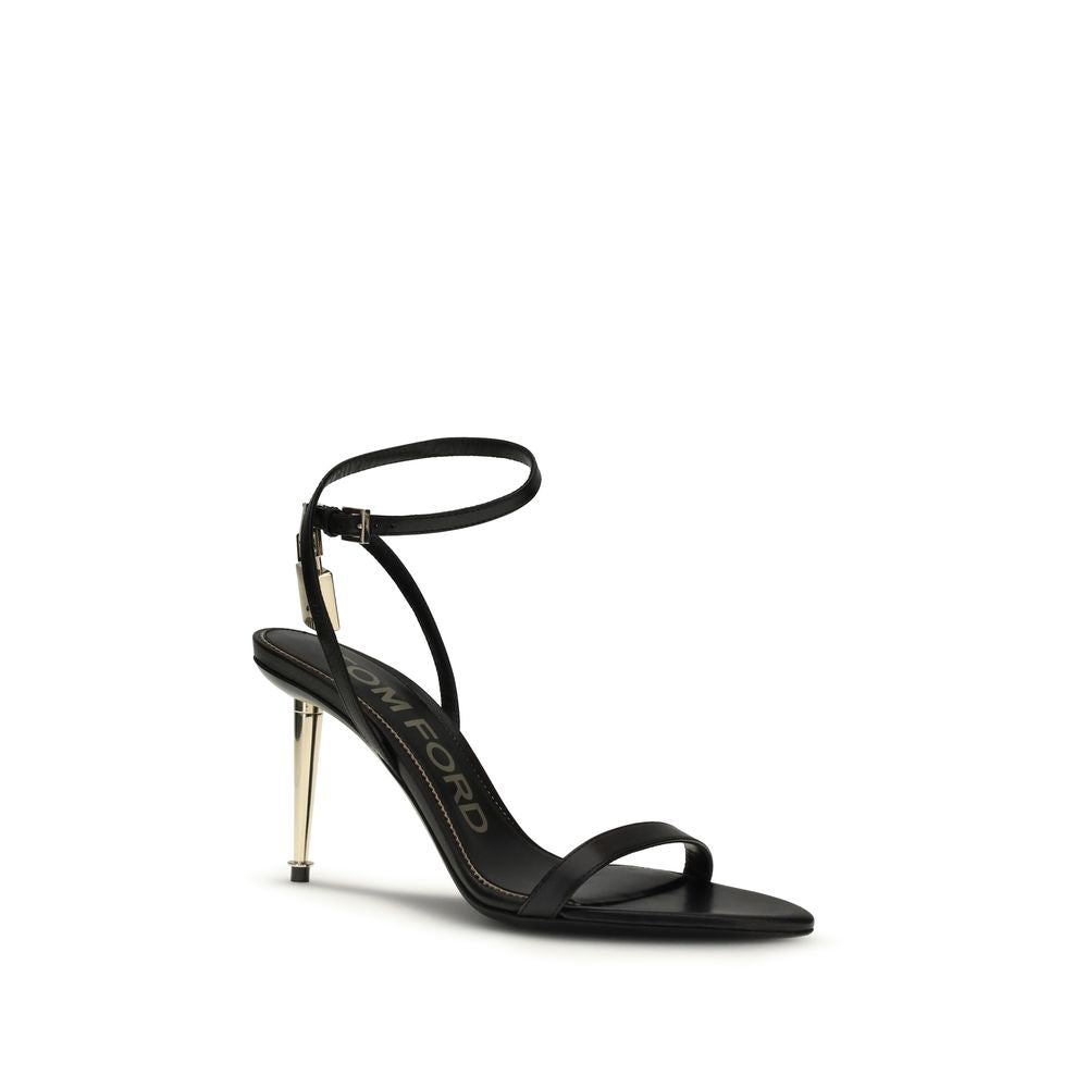 Tom Ford Black Goatskin Stiletto Heel Sandals Curated Luxury Accessories by Orvyn