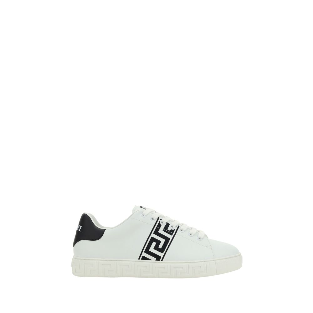 Versace White Calf Leather Bos Taurus Low Top Sneakers Curated Luxury Accessories by Orvyn