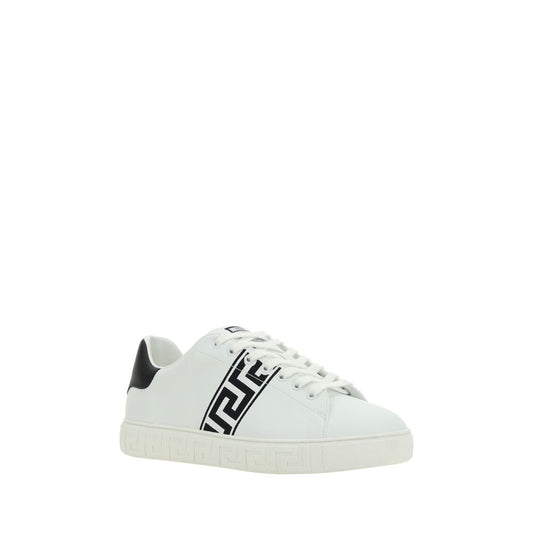 Versace White Calf Leather Bos Taurus Low Top Sneakers Curated Luxury Accessories by Orvyn