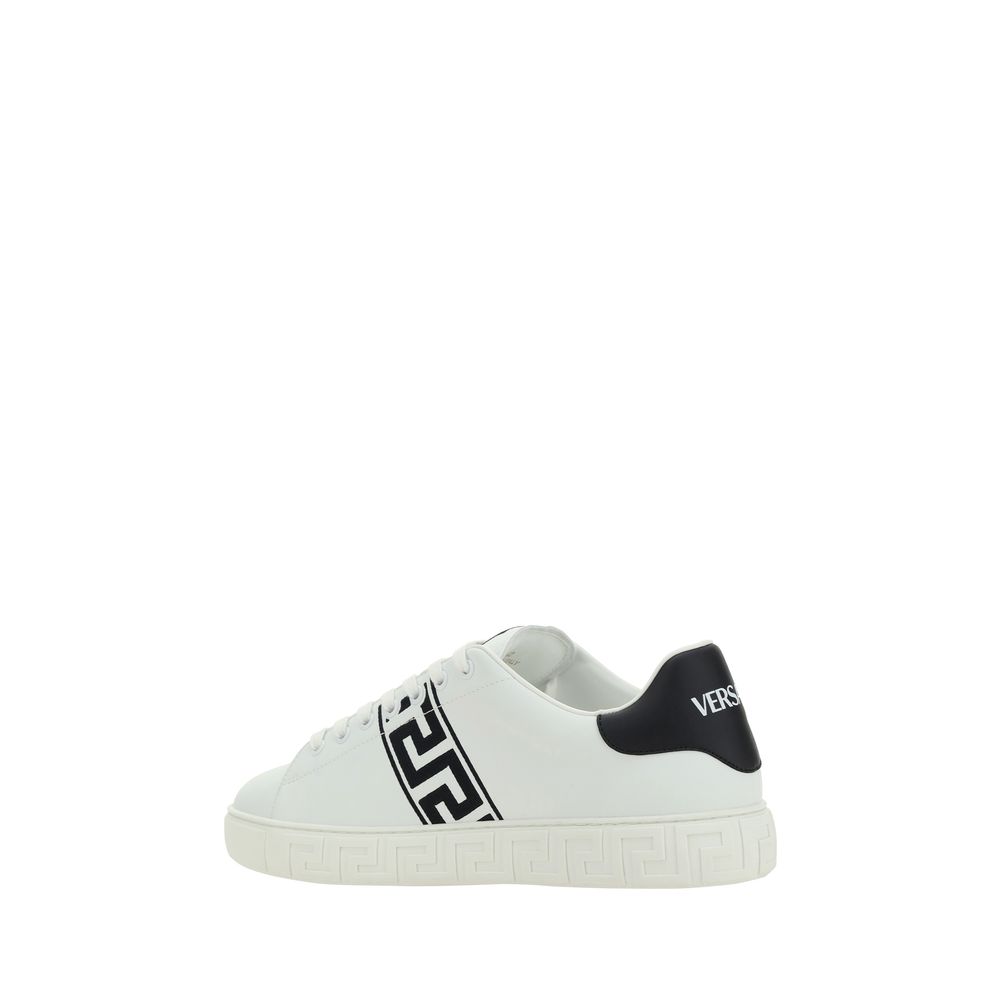 Versace White Calf Leather Bos Taurus Low Top Sneakers Curated Luxury Accessories by Orvyn