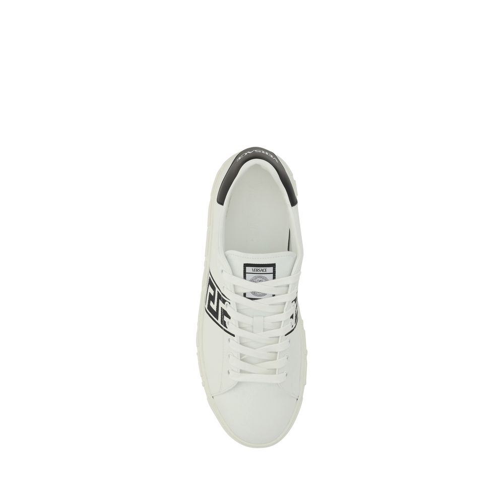 Versace White Calf Leather Bos Taurus Low Top Sneakers Curated Luxury Accessories by Orvyn