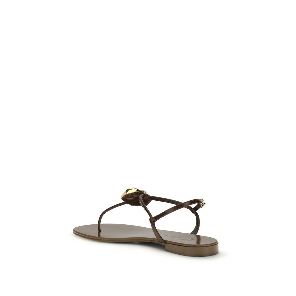Giuseppe Zanotti Brown Stainless Steel Flat Sandals Curated Luxury Accessories by Orvyn