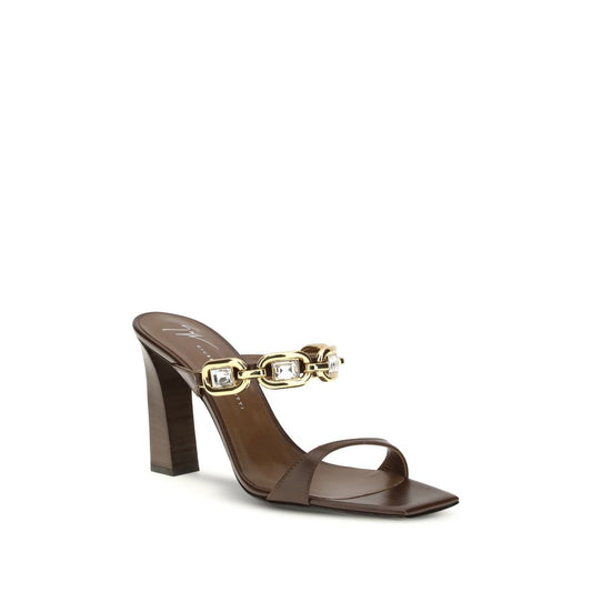 Giuseppe Zanotti Brown Calf Leather Bos Taurus Sandals Curated Luxury Accessories by Orvyn