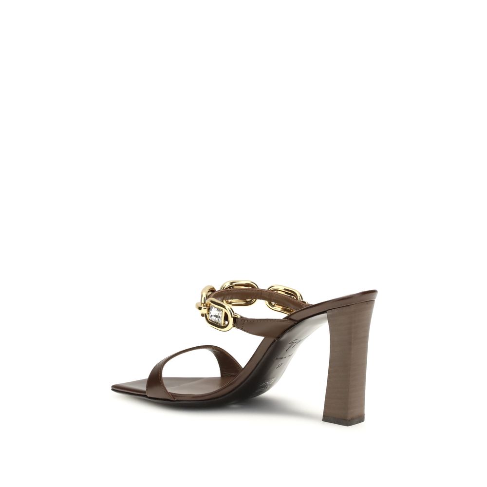 Giuseppe Zanotti Brown Calf Leather Bos Taurus Sandals Curated Luxury Accessories by Orvyn