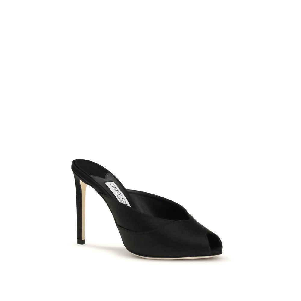 Jimmy Choo Black Calf Leather Bos Taurus Stiletto Heel Sandals Curated Luxury Accessories by Orvyn