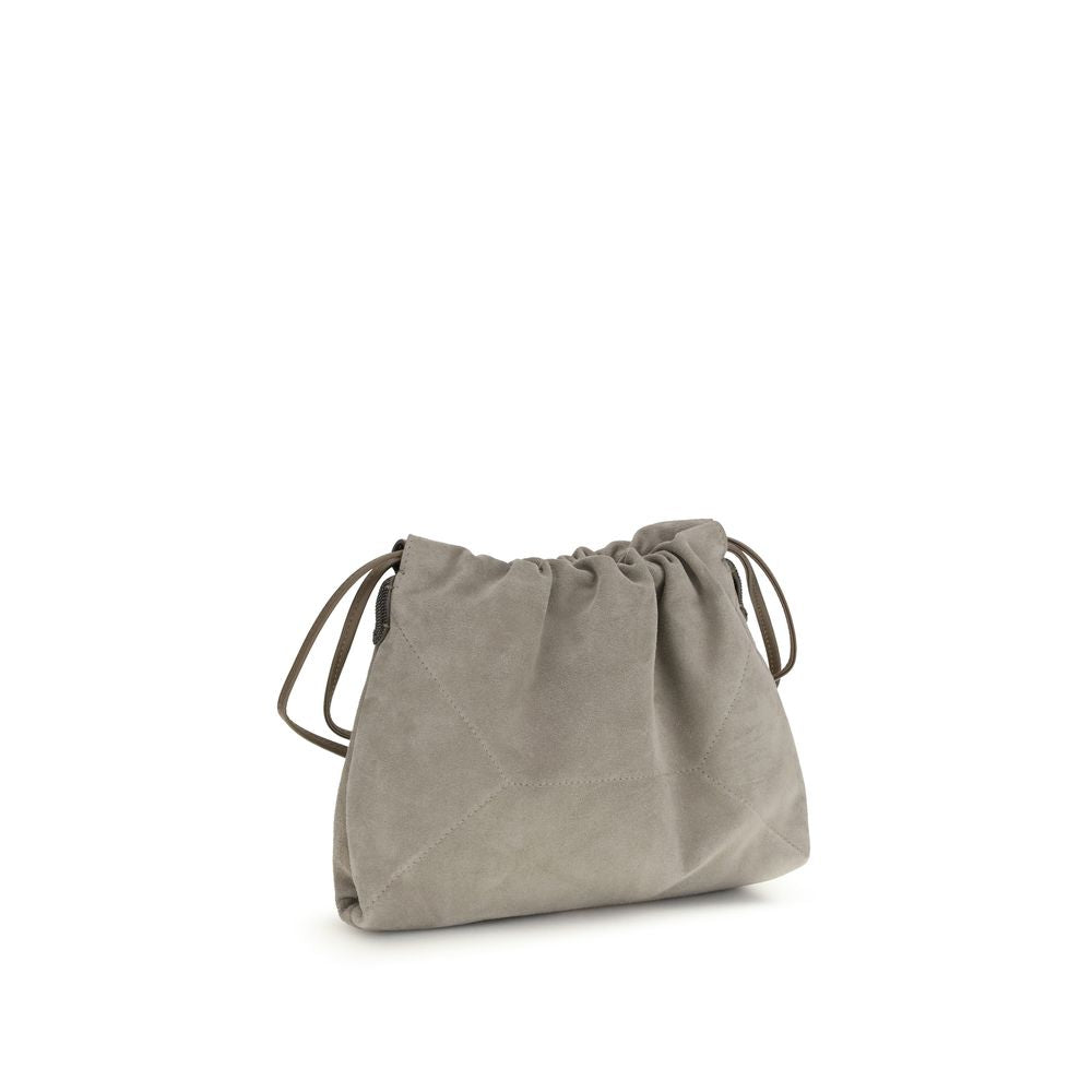 Brunello Cucinelli Gray Calf Leather Bos Taurus Clutch Bag Curated Luxury Accessories by Orvyn