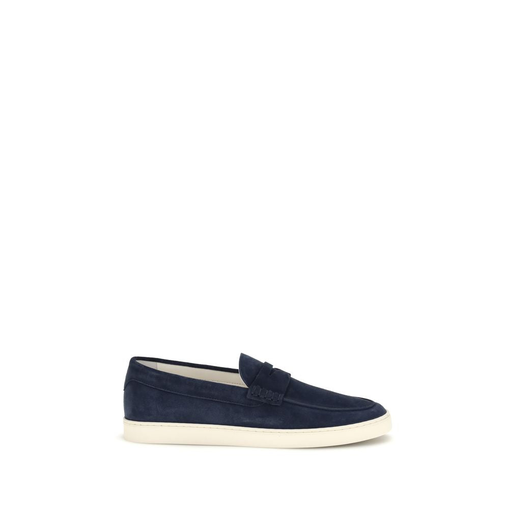 Brunello Cucinelli Blue Calf Leather Bos Taurus Slip-On Loafers Curated Luxury Accessories by Orvyn