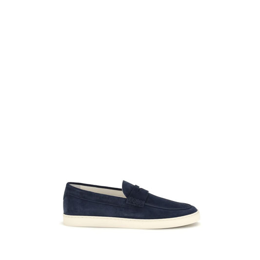 Brunello Cucinelli Blue Calf Leather Bos Taurus Slip-On Loafers Curated Luxury Accessories by Orvyn