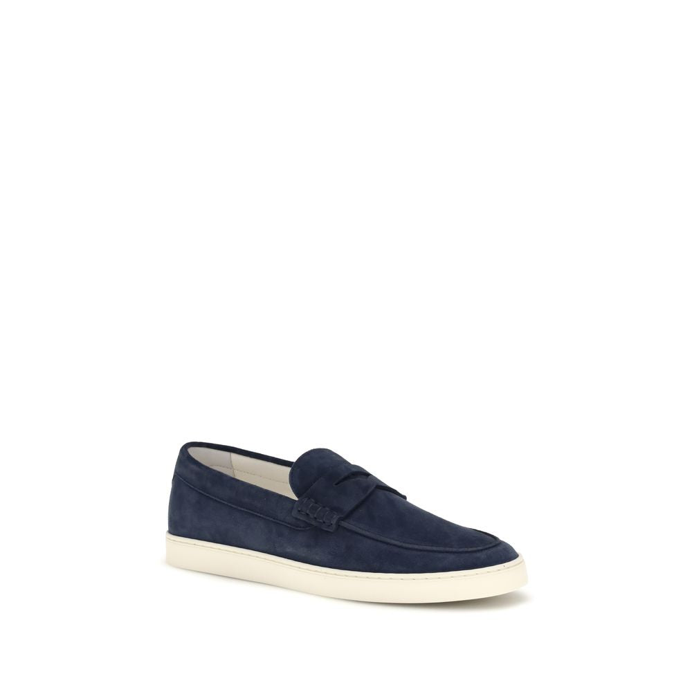 Brunello Cucinelli Blue Calf Leather Bos Taurus Slip-On Loafers Curated Luxury Accessories by Orvyn