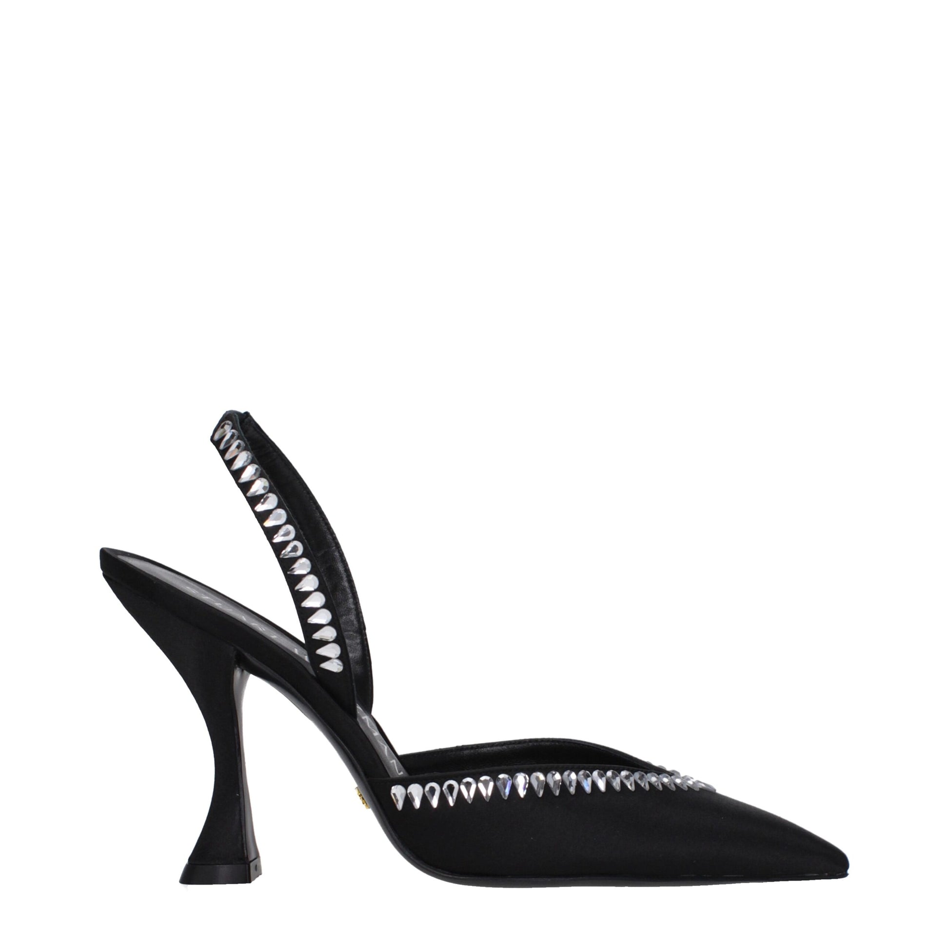 Stuart Weitzman Black Satin Stiletto Heel Sandals Curated Luxury Accessories by Orvyn