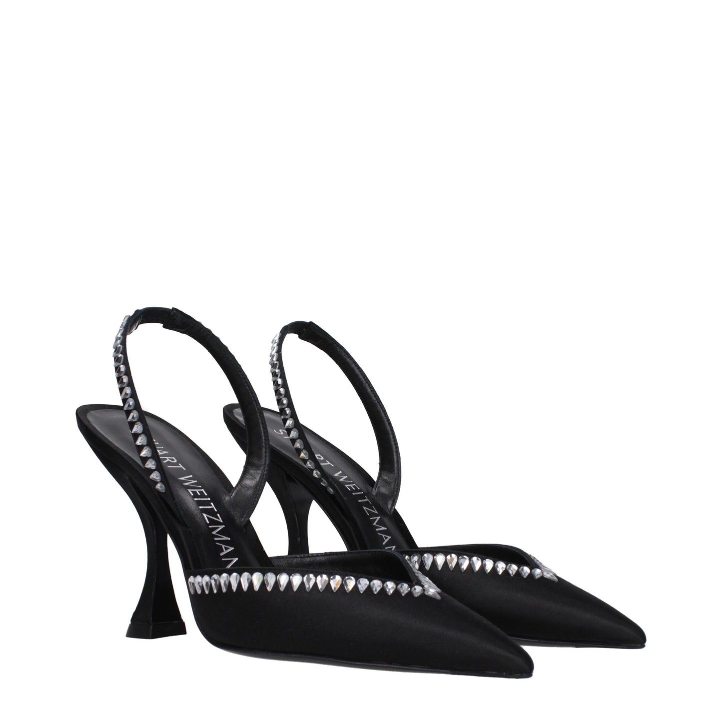 Stuart Weitzman Black Satin Stiletto Heel Sandals Curated Luxury Accessories by Orvyn