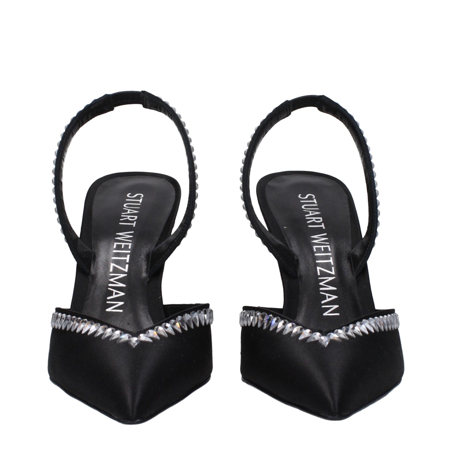Stuart Weitzman Black Satin Stiletto Heel Sandals Curated Luxury Accessories by Orvyn