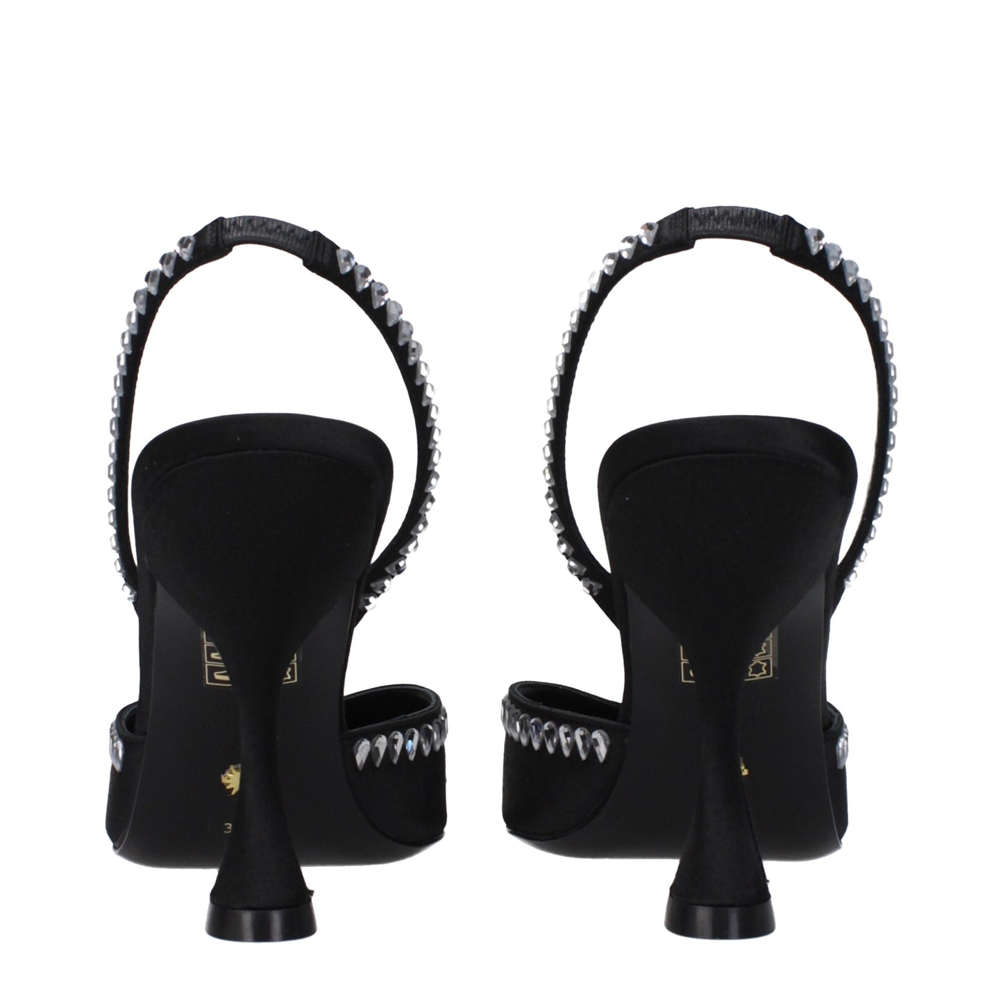 Stuart Weitzman Black Satin Stiletto Heel Sandals Curated Luxury Accessories by Orvyn