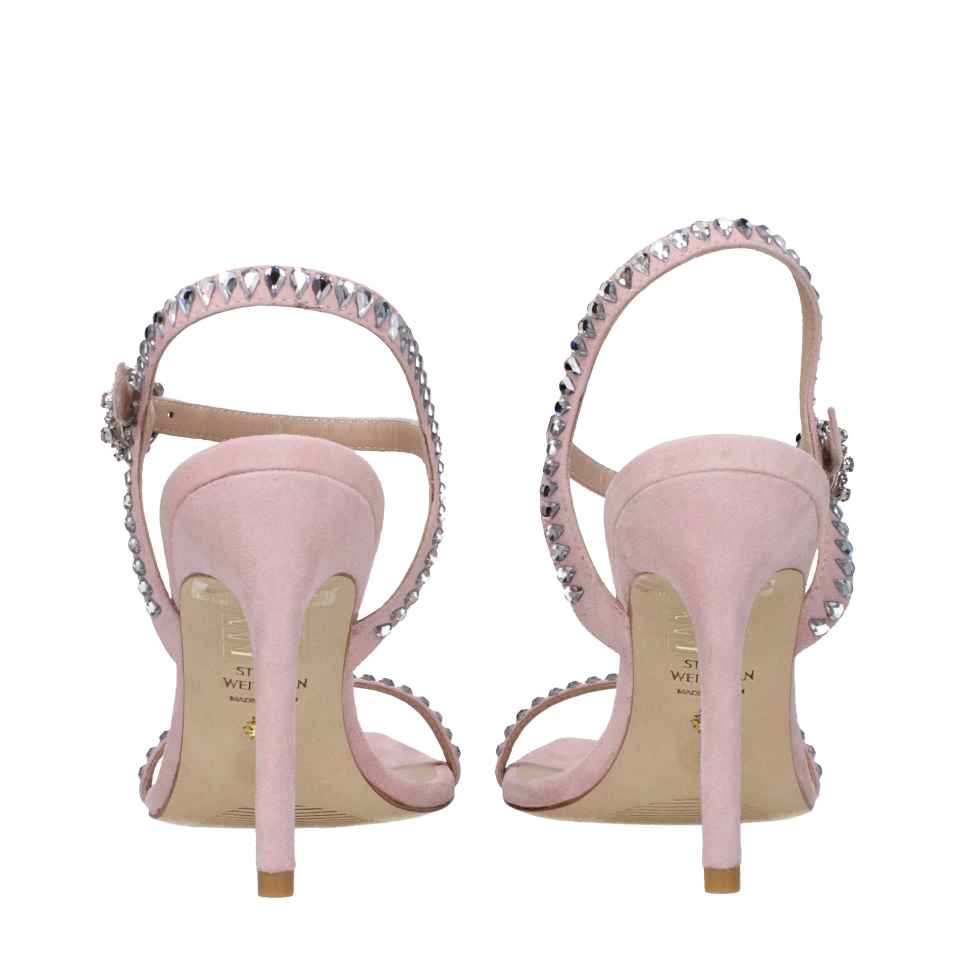 Stuart Weitzman Pink Leather Stiletto Heel Sandals Curated Luxury Accessories by Orvyn