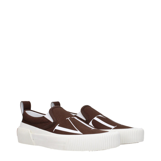 Valentino Garavani Brown Fabric Slip-On Loafers Curated Luxury Accessories by Orvyn