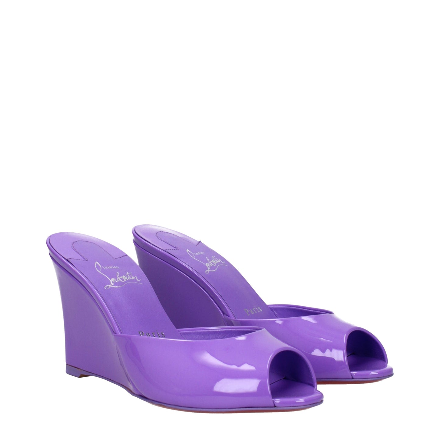 Christian Louboutin Purple Leather Wedge Sandals Curated Luxury Accessories by Orvyn