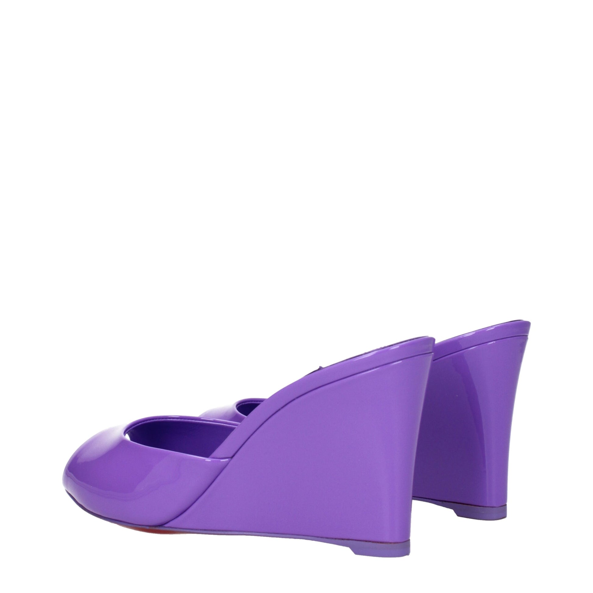 Christian Louboutin Purple Leather Wedge Sandals Curated Luxury Accessories by Orvyn
