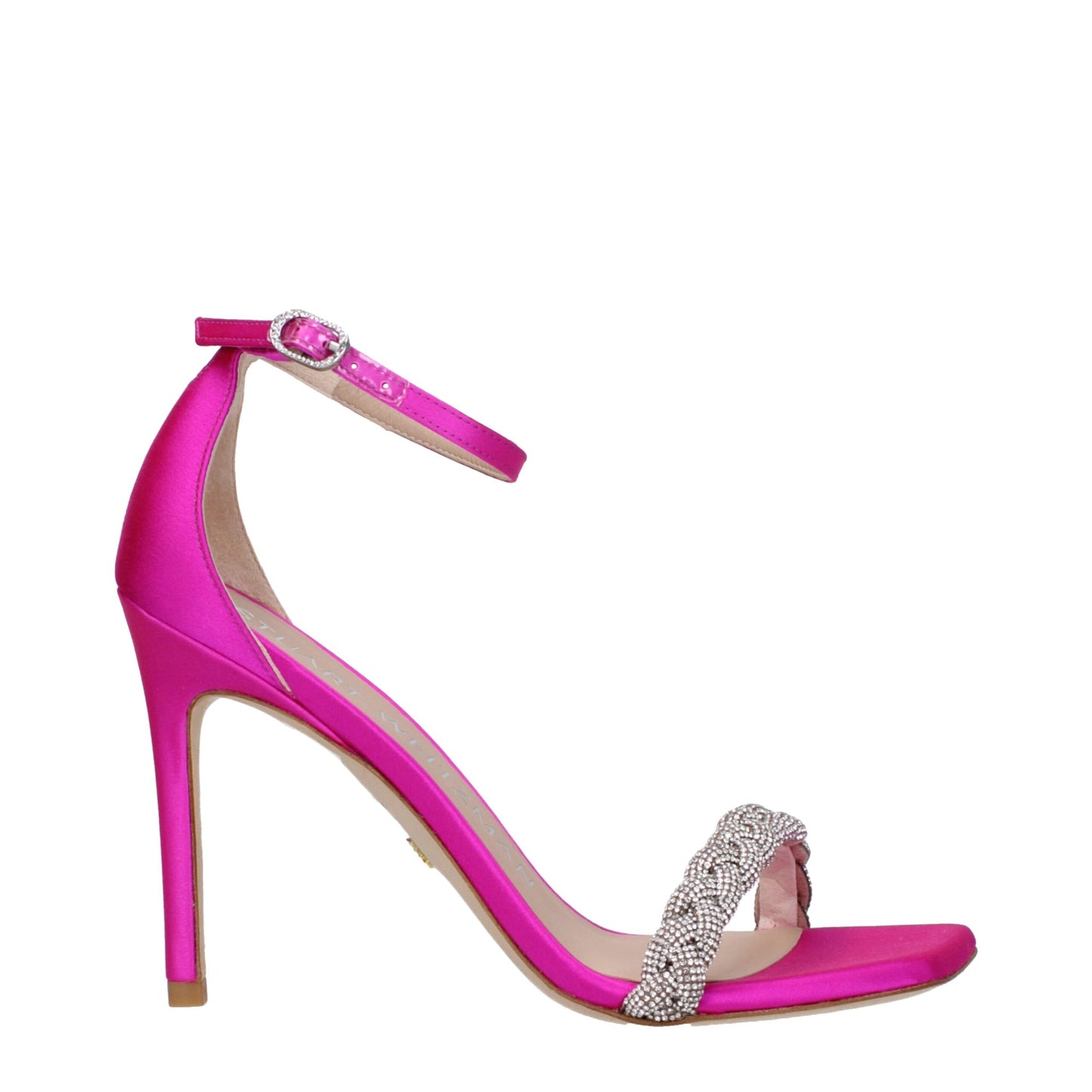 Stuart Weitzman Pink Satin Stiletto Heel Sandals Curated Luxury Accessories by Orvyn