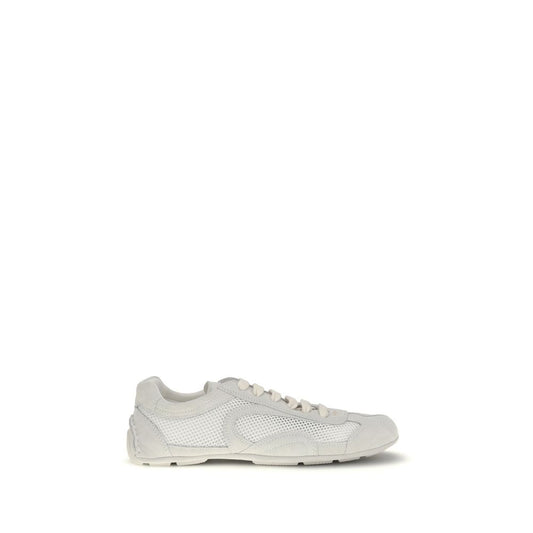 Prada White Fabric Low Top Sneakers Curated Luxury Accessories by Orvyn
