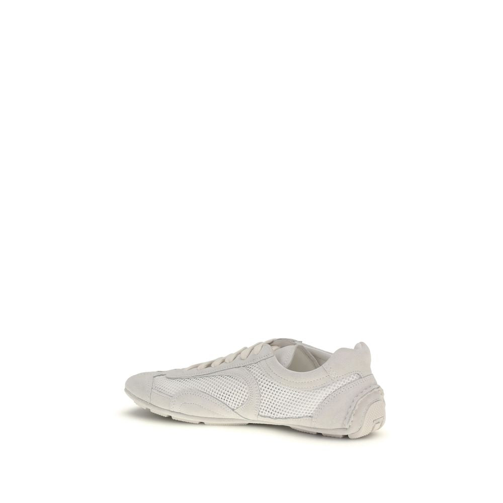 Prada White Fabric Low Top Sneakers Curated Luxury Accessories by Orvyn