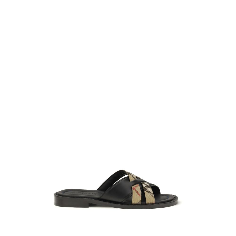 Burberry Black Calf Leather Bos Taurus Sandals Curated Luxury Accessories by Orvyn