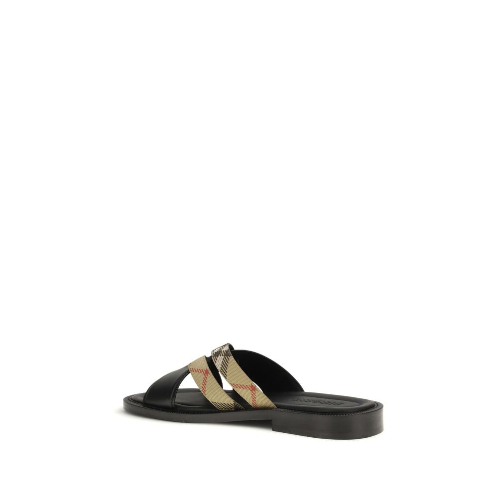 Burberry Black Calf Leather Bos Taurus Sandals Curated Luxury Accessories by Orvyn