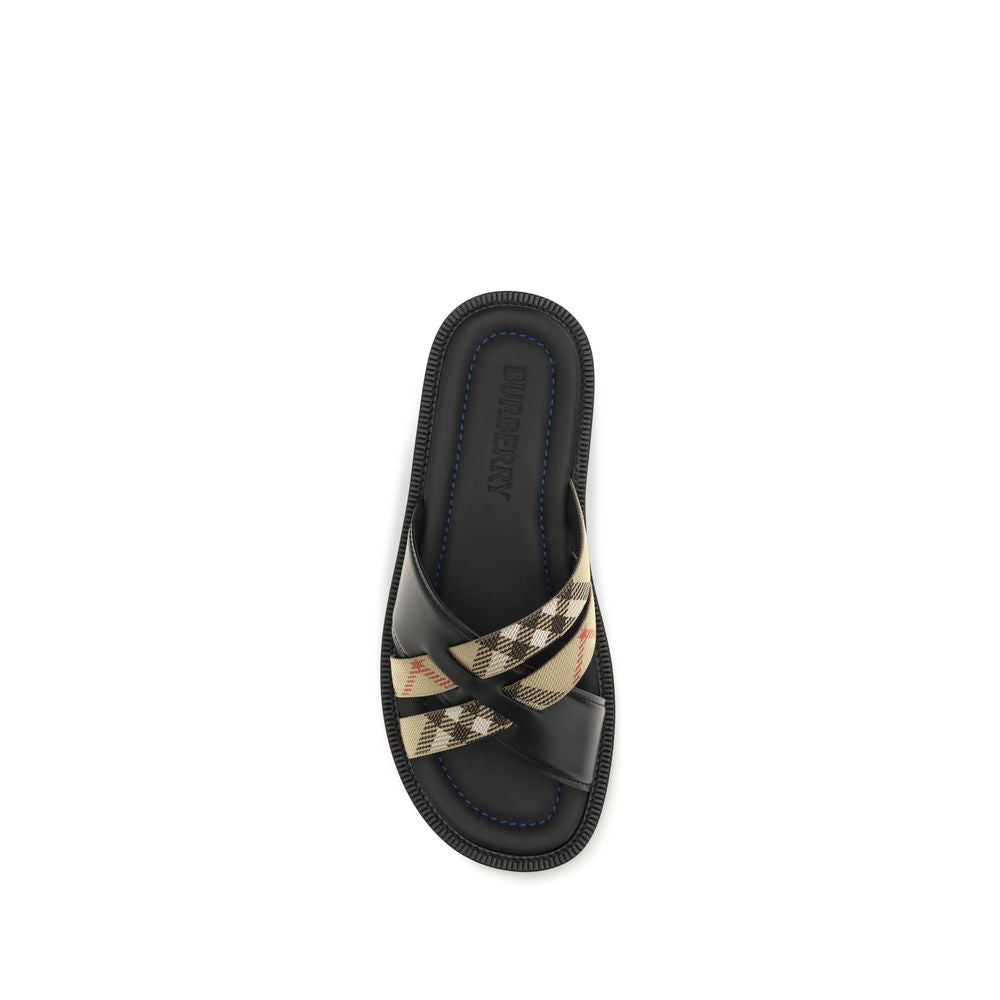 Burberry Black Calf Leather Bos Taurus Sandals Curated Luxury Accessories by Orvyn