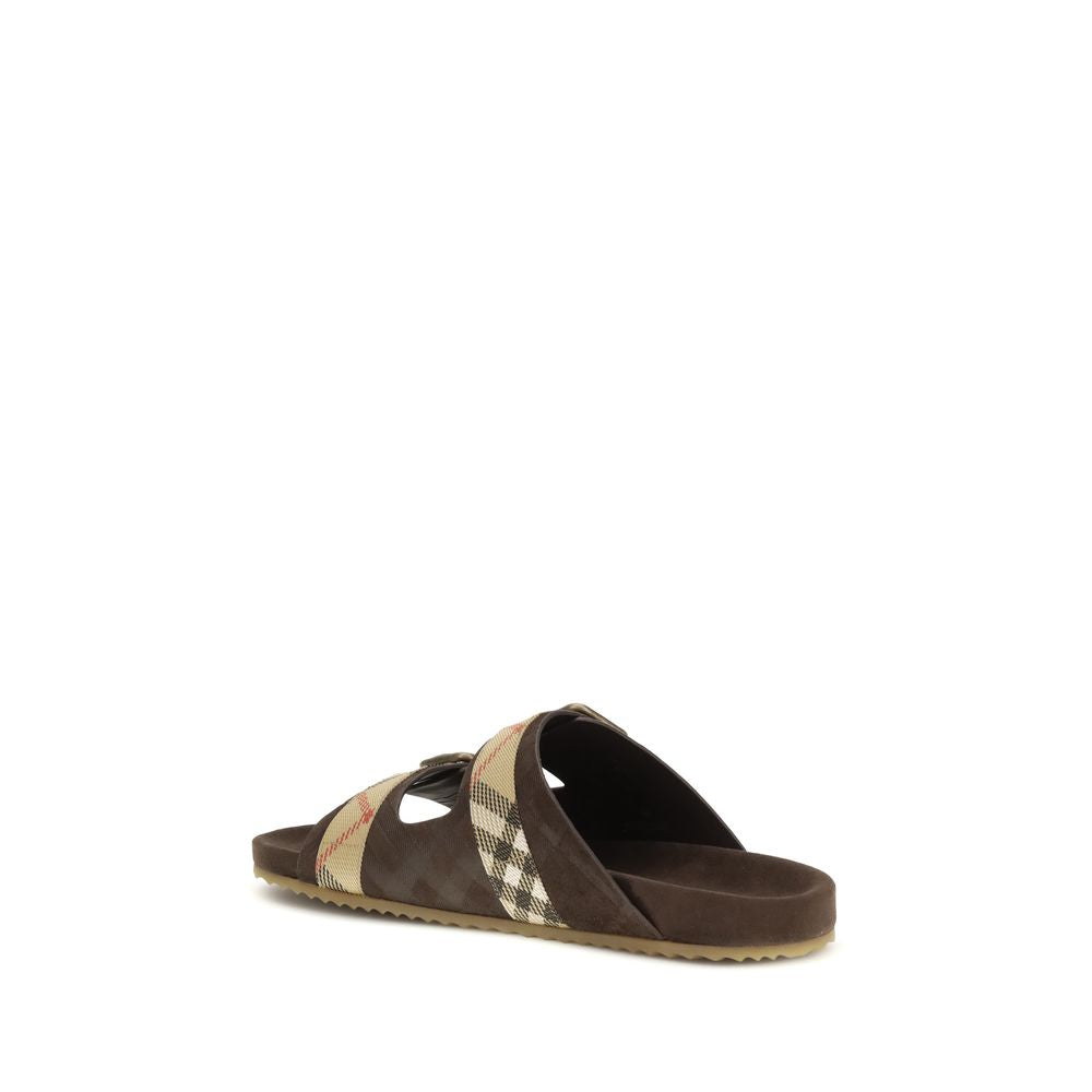 Burberry Brown Check Suede Urchin Sandals braun