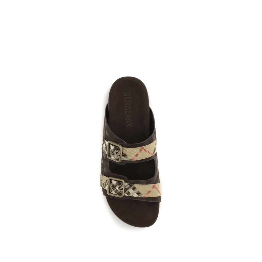 Burberry Brown Check Suede Urchin Sandals braun
