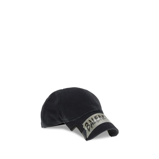 Balenciaga Black Cotton Cap (Baseball Hat) Curated Luxury Accessories by Orvyn