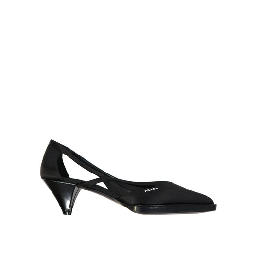 Prada Black Silk Mid Heel Pumps Curated Luxury Accessories by Orvyn