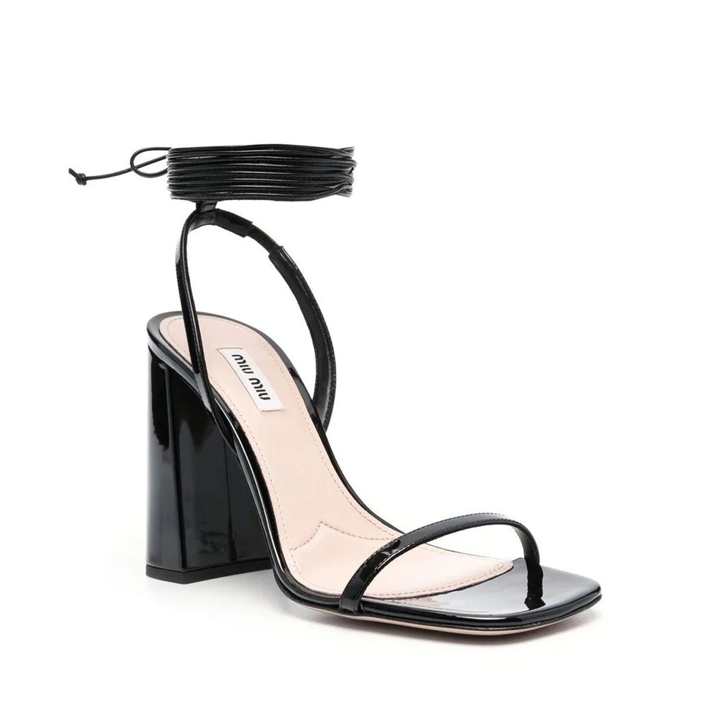 Miu Miu Black Calfskin Strap-On Sandals Curated Luxury Accessories by Orvyn