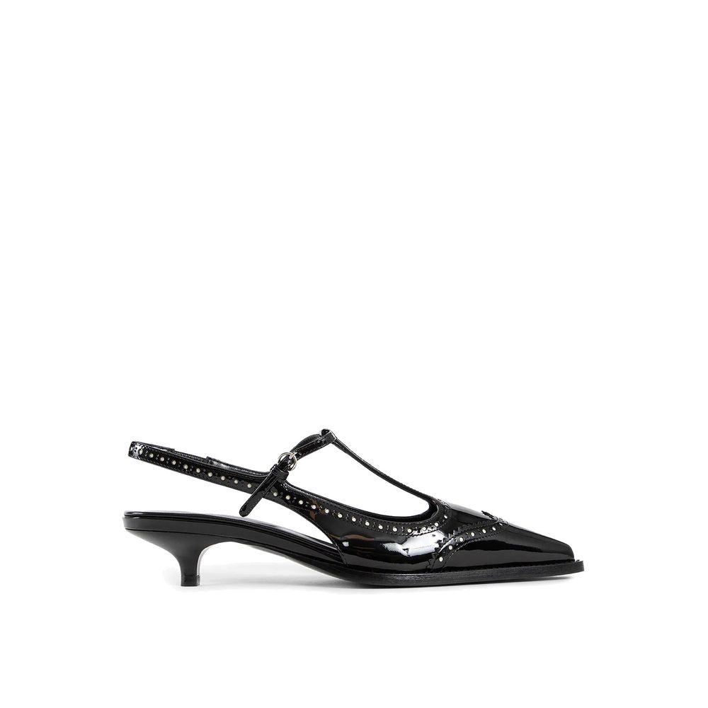 Miu Miu Black Calfskin Mid Heel Pumps Curated Luxury Accessories by Orvyn