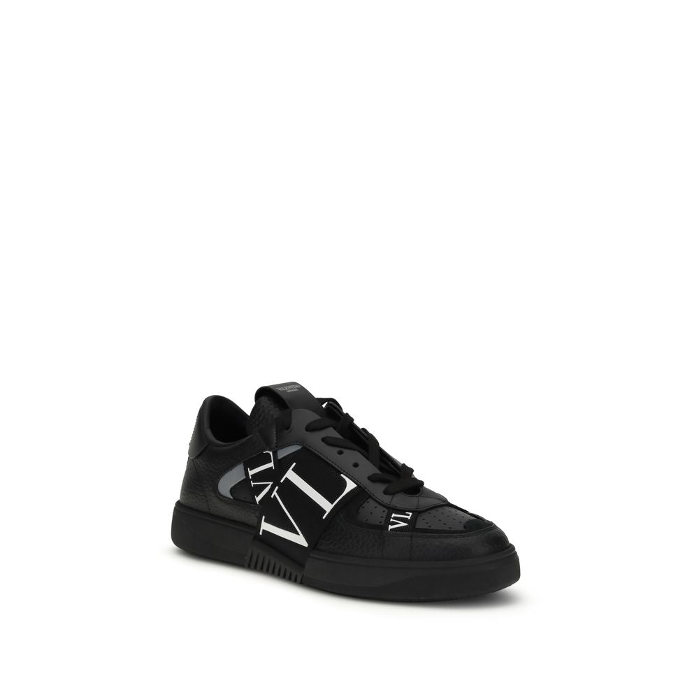 Valentino Garavani Black Calf Leather Bos Taurus Low Top Sneakers Curated Luxury Accessories by Orvyn