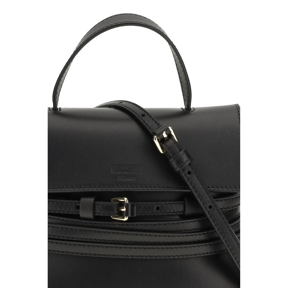 Moschino Black Calf Leather Bos Taurus Handbag Curated Luxury Accessories by Orvyn
