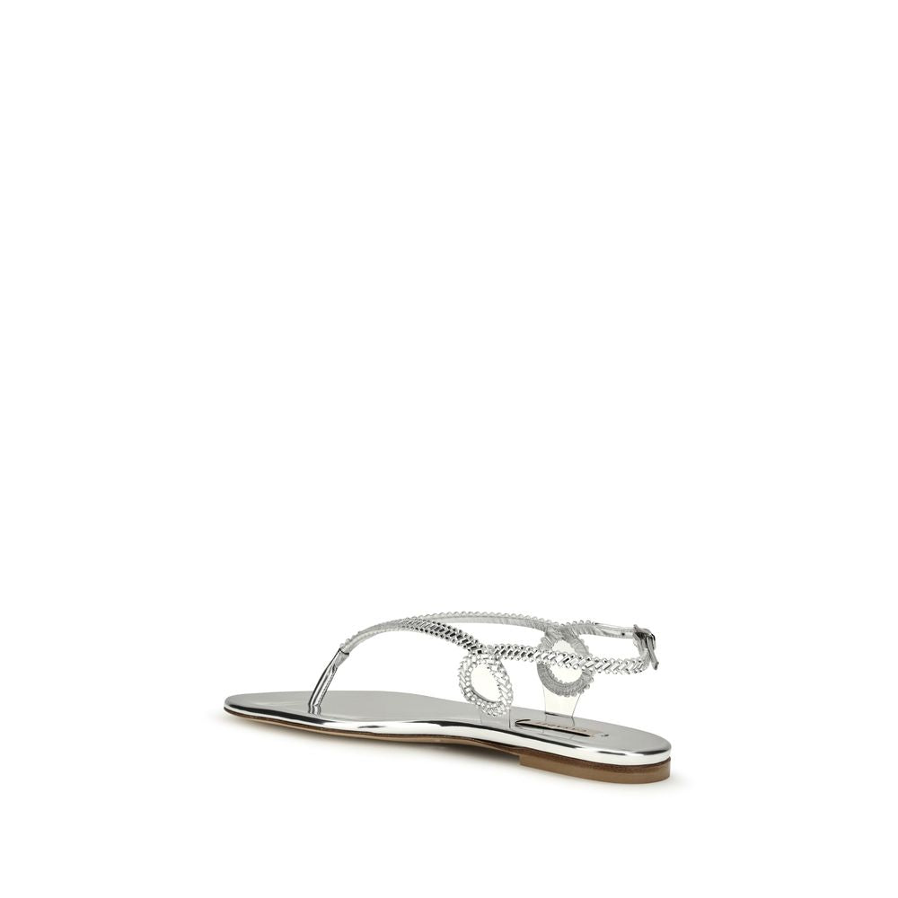 Casadei Silver Calf Leather Bos Taurus Sandals Curated Luxury Accessories by Orvyn