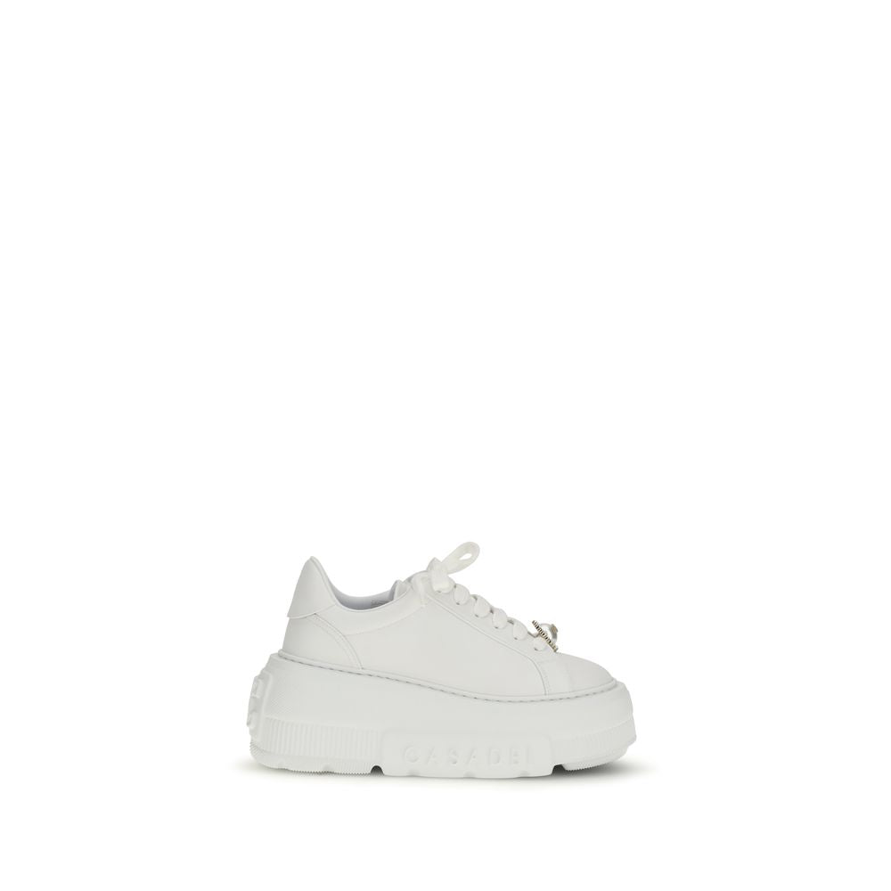 Casadei White Calf Leather Bos Taurus Platform Sneakers Curated Luxury Accessories by Orvyn