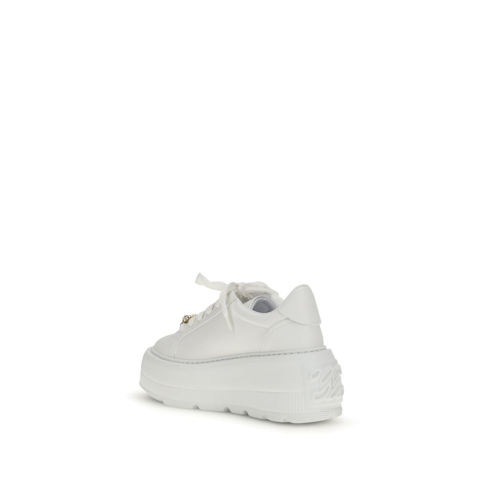 Casadei White Calf Leather Bos Taurus Platform Sneakers Curated Luxury Accessories by Orvyn