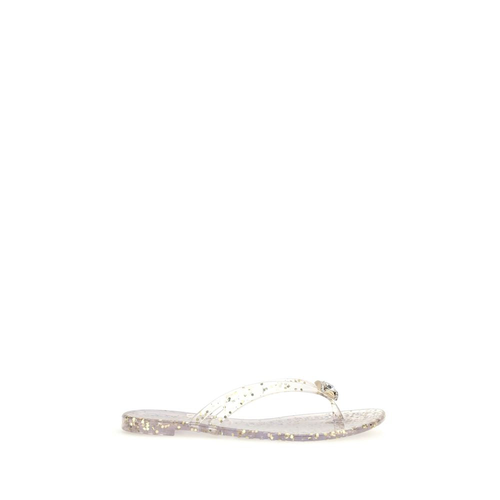 Casadei Gold Polyurethane Flat Sandals Curated Luxury Accessories by Orvyn