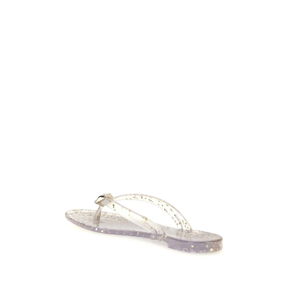 Casadei Gold Polyurethane Flat Sandals Curated Luxury Accessories by Orvyn