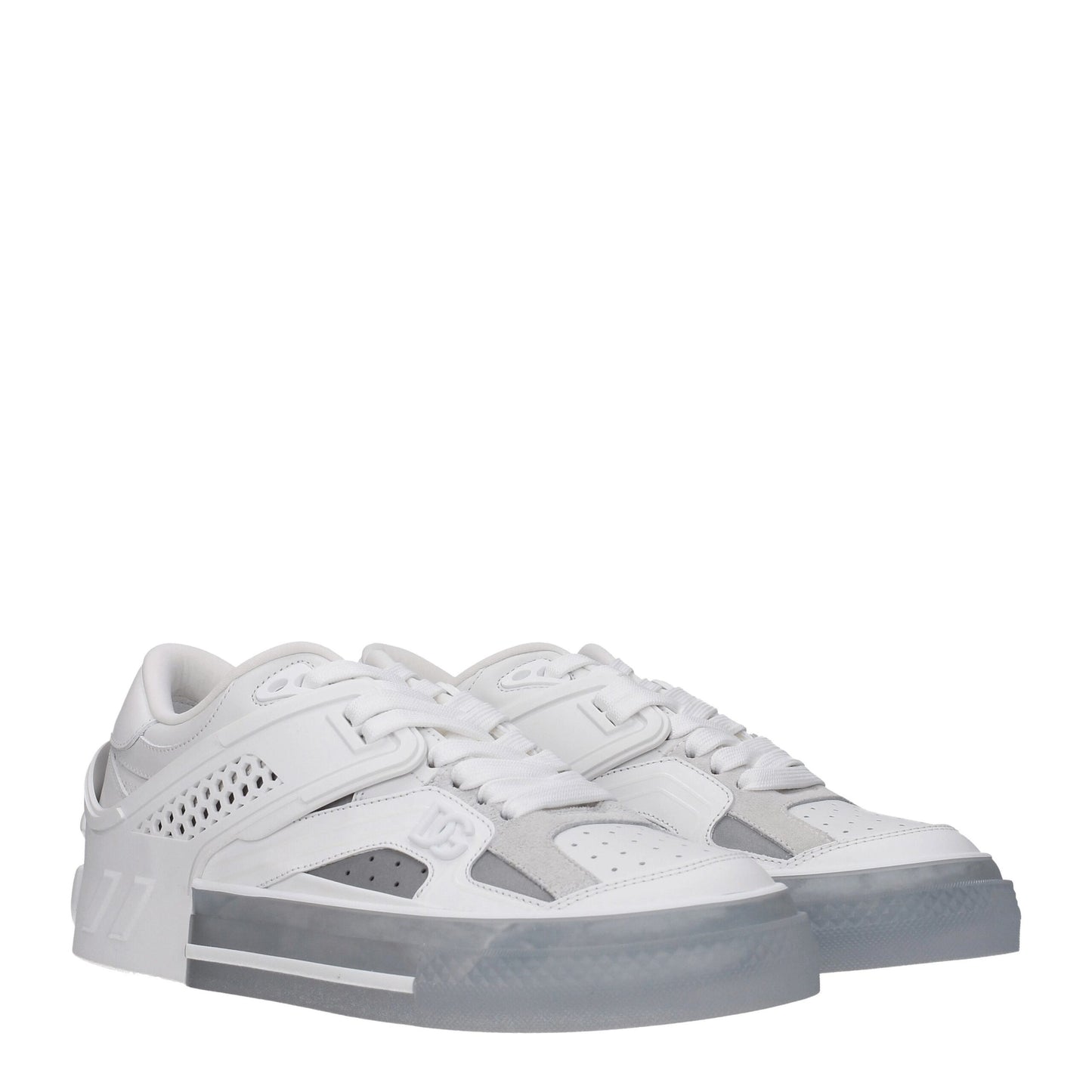 Dolce & Gabbana White Leather Low Top Sneakers weiss