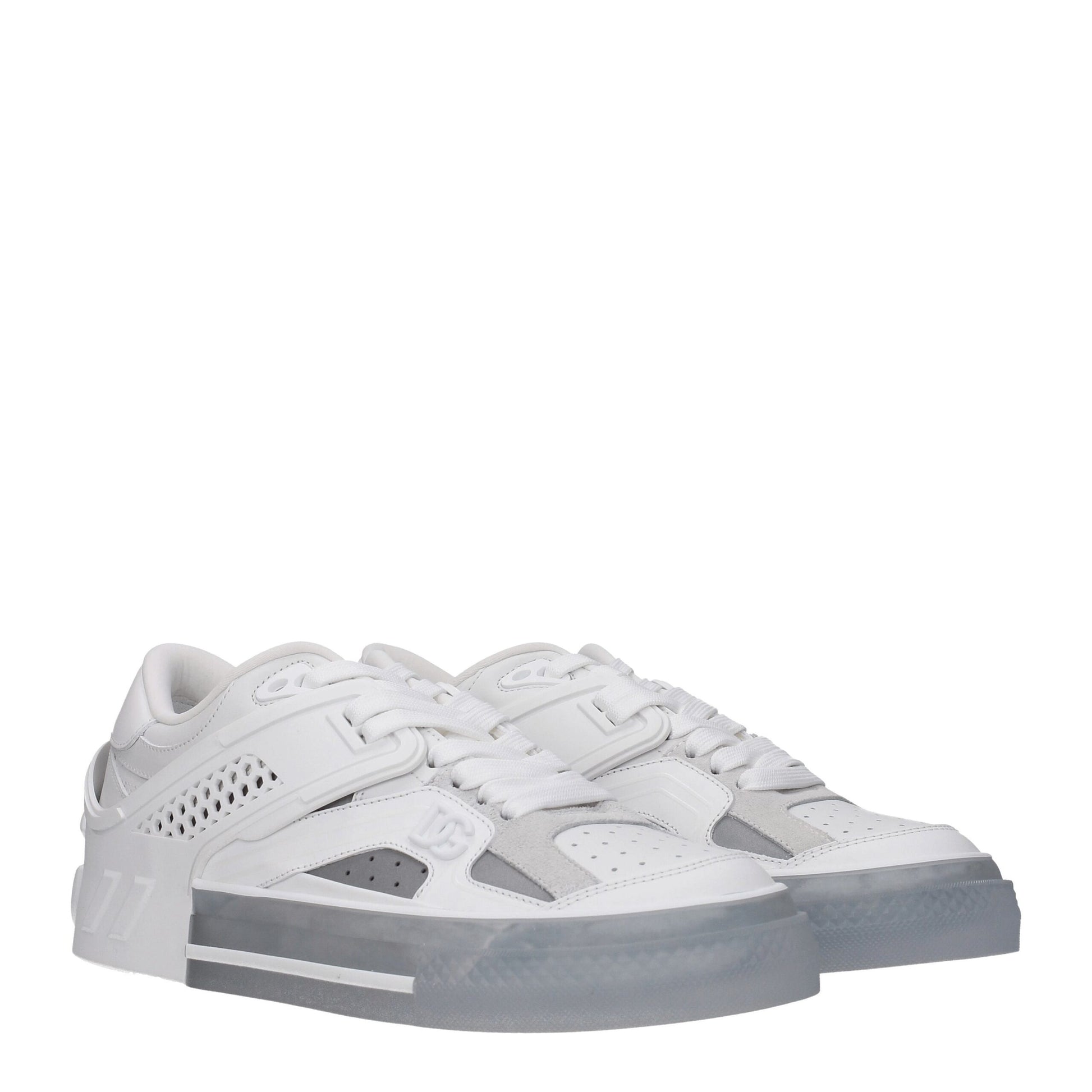 Dolce & Gabbana White Leather Low Top Sneakers weiss