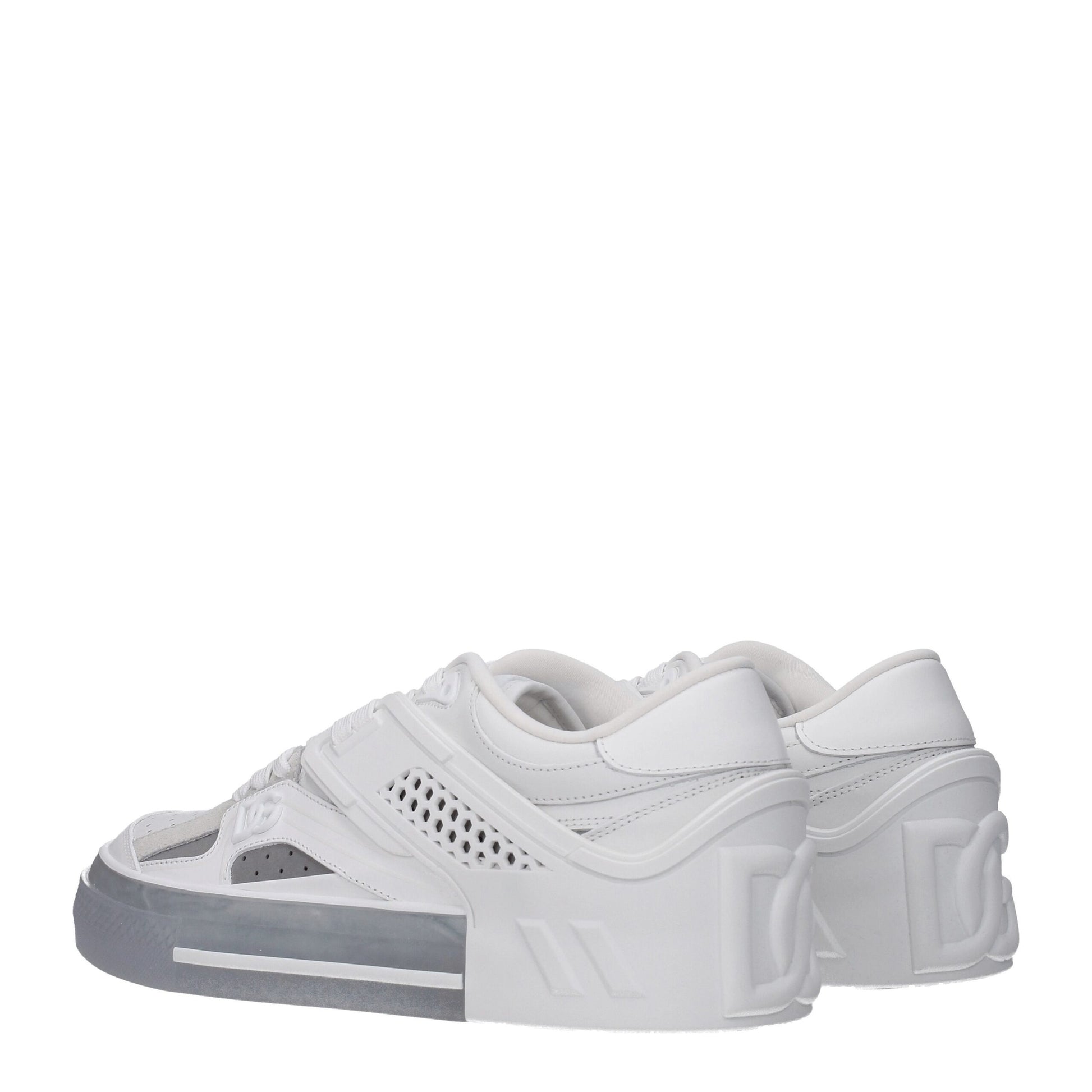 Dolce & Gabbana White Leather Low Top Sneakers weiss